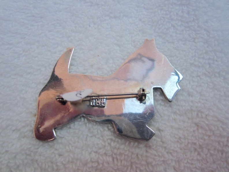 Scottie Dog Pin Taxco Sterling Silver Onyx Vintage Art Deco Hefty 26gr Superb!