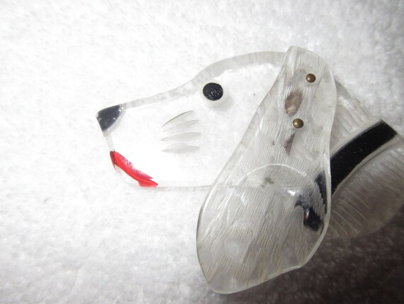 Vintage 1930s Lucite Dog Head Pin Brooch Hand Rev… - image 5