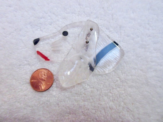 Vintage 1930s Lucite Dog Head Pin Brooch Hand Rev… - image 1