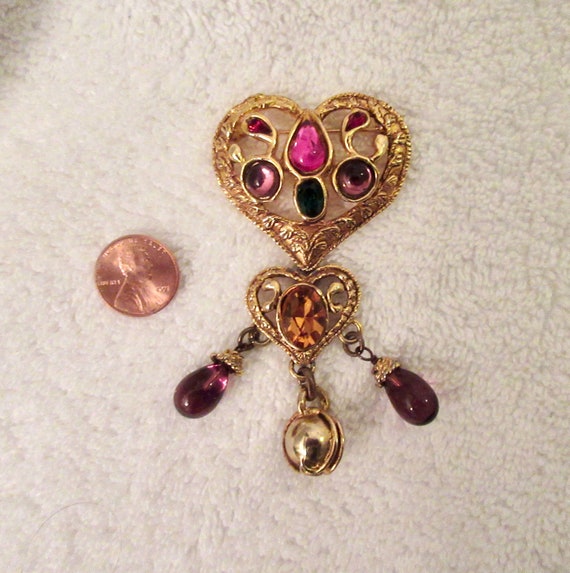 Vintage Christian Lacroix Heart Brooch /pendant Noel 1992