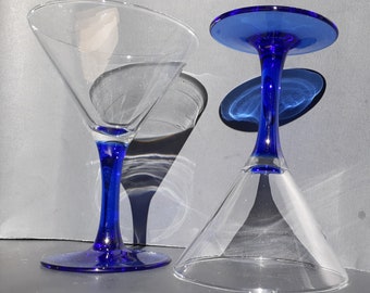 Small Martini glasses blue stems