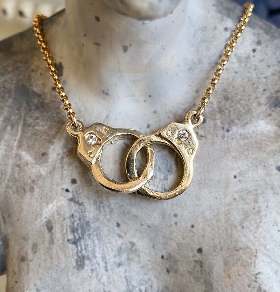 14k Gold Handcuff Necklace Diamond 
