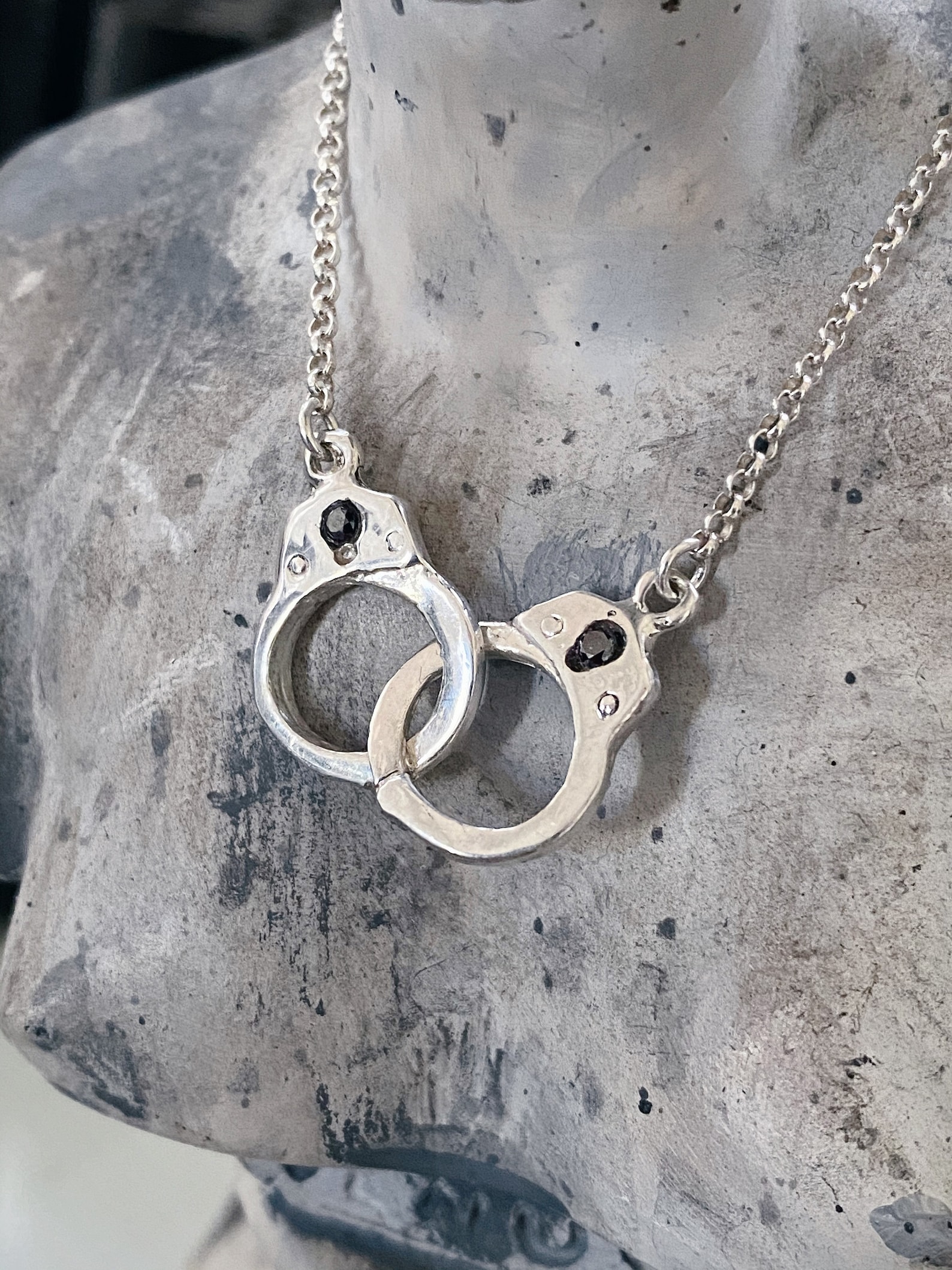 Handcuff Necklace, Sterling Silver Handcuffs, Dainty Silver Necklace