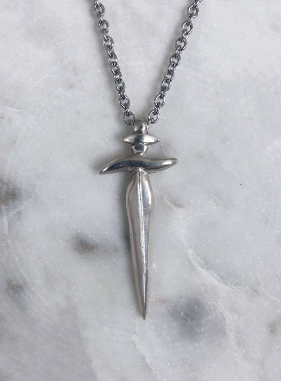Sterling Silver Dagger Necklace Unisex 