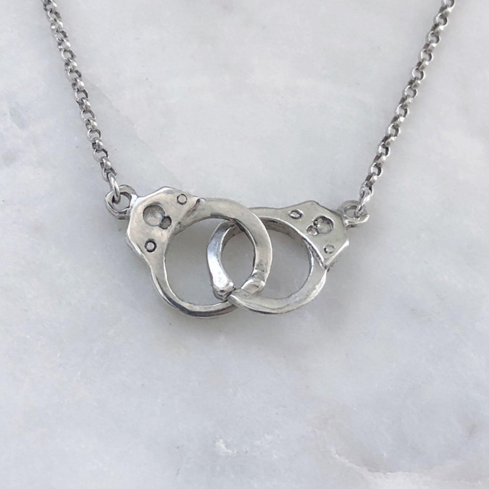 Handcuff Necklace, Sterling Silver Handcuffs, Dainty Silver Necklace
