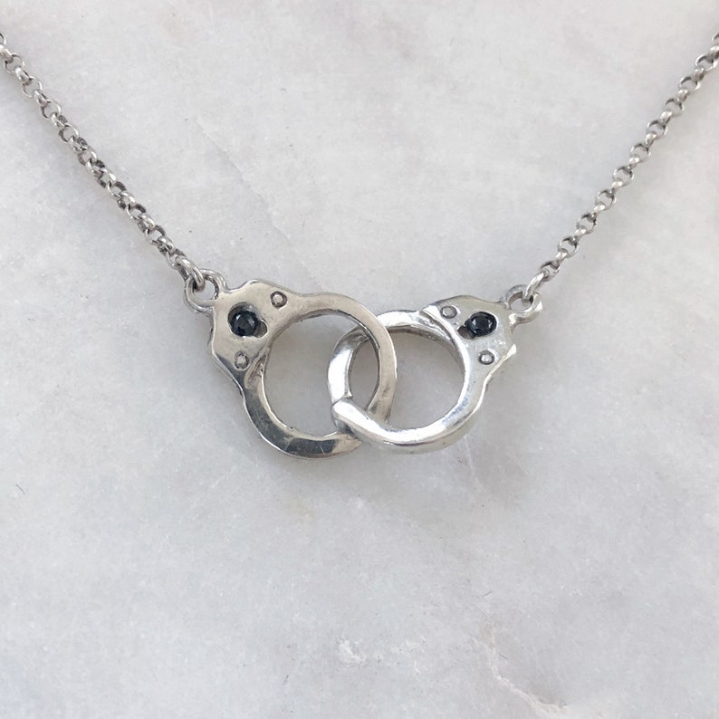 Handcuff Necklace, Sterling Silver Handcuffs, Dainty Silver Necklace