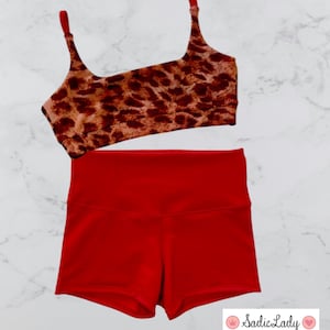 Girls 2pc dancewear set.  Adorable and comfy, cheetah / leopard / red.