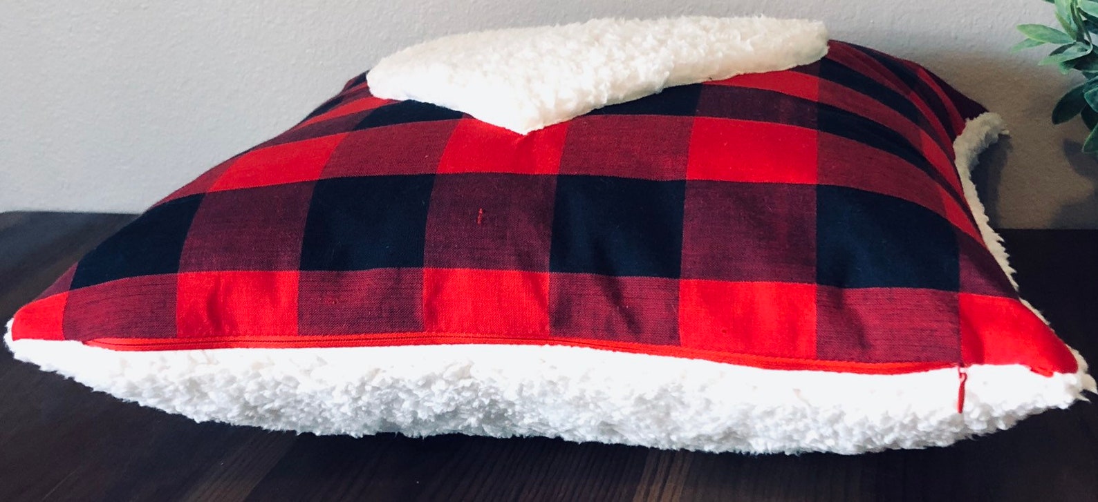 Red and Black Buffalo Plaid Love Heart Pillow Cover Cotton Etsy