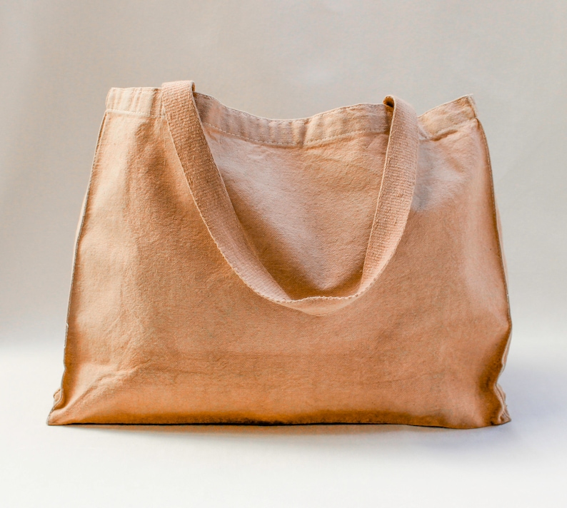 Farmers market grocery bag with ombre dyed look tote school book shopping craft sewing cotton brown paper bag like handmade original