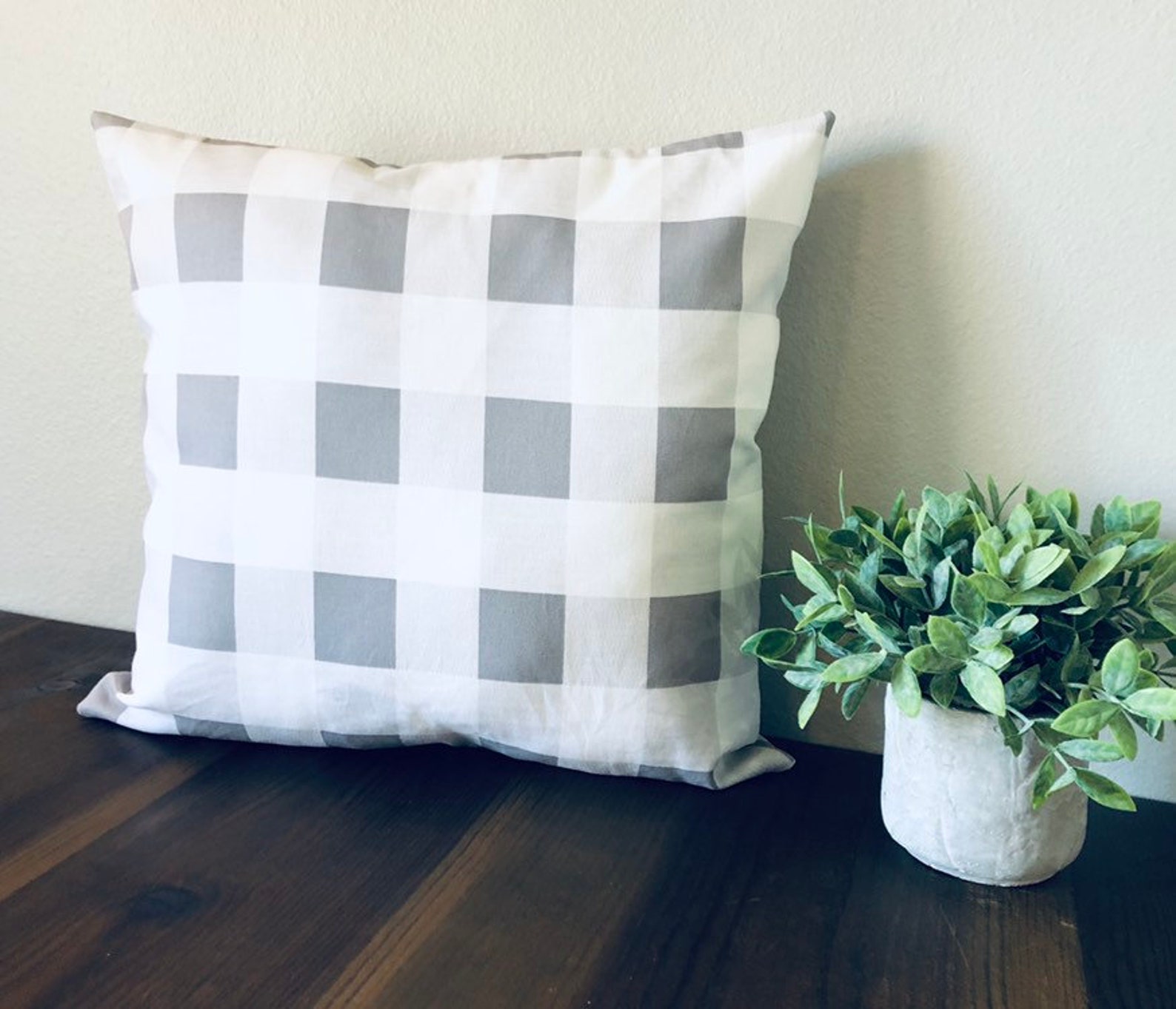 Easter Bunny Pillow Cover in a Grey and White Large Check Etsy