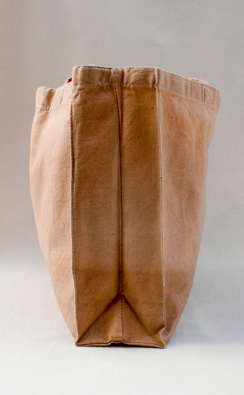 Farmers market grocery bag with ombre dyed look tote school book shopping craft sewing cotton brown paper bag like handmade original