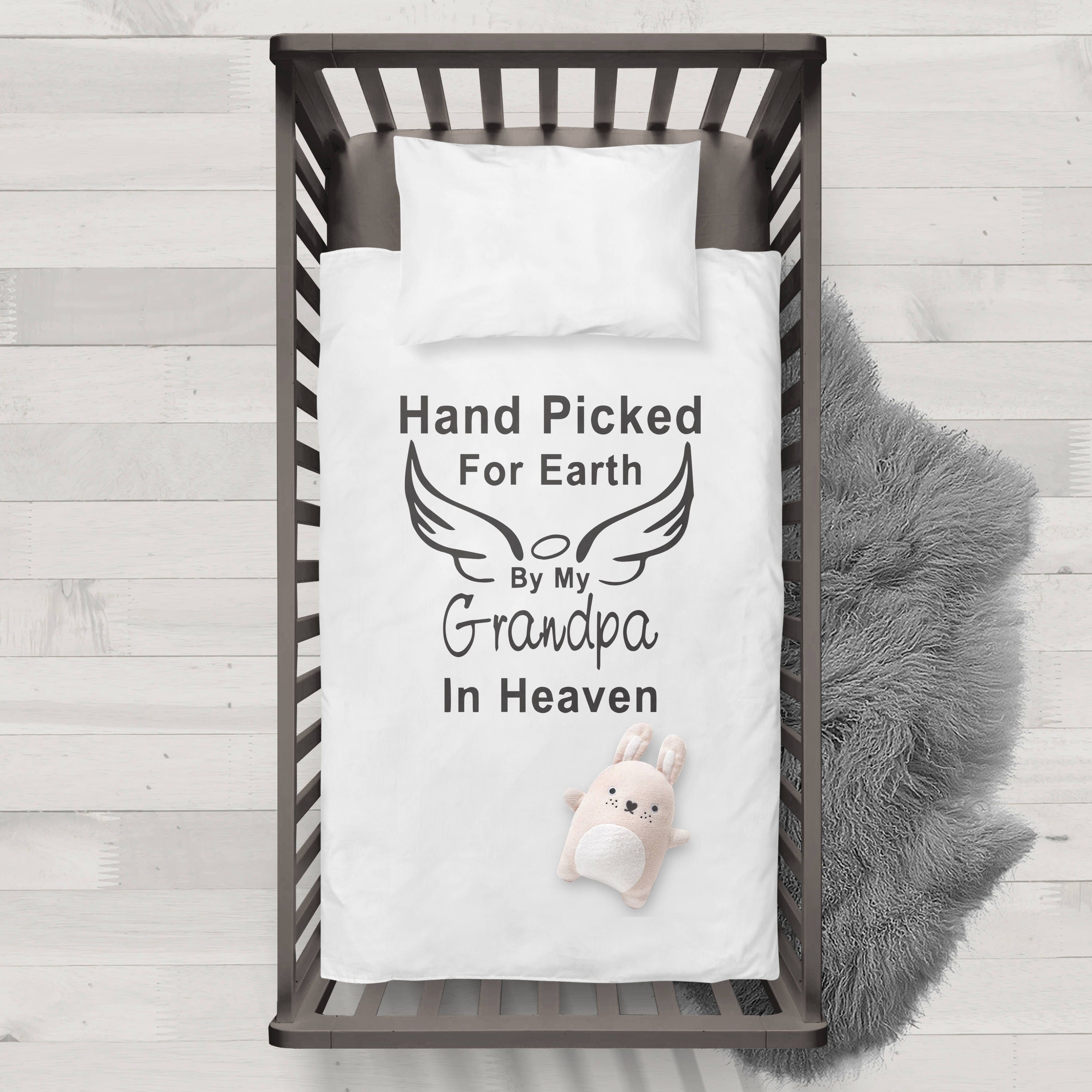 Hand Picked For Earth By My Grandpa Funny Humor Hip Baby Duvet