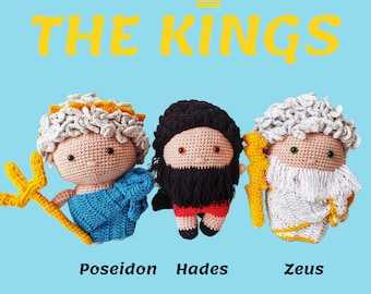 PATTERN Greek Gods 3 in 1, Poseidon - Hades - Zeus pattern, instant download (English/Français)