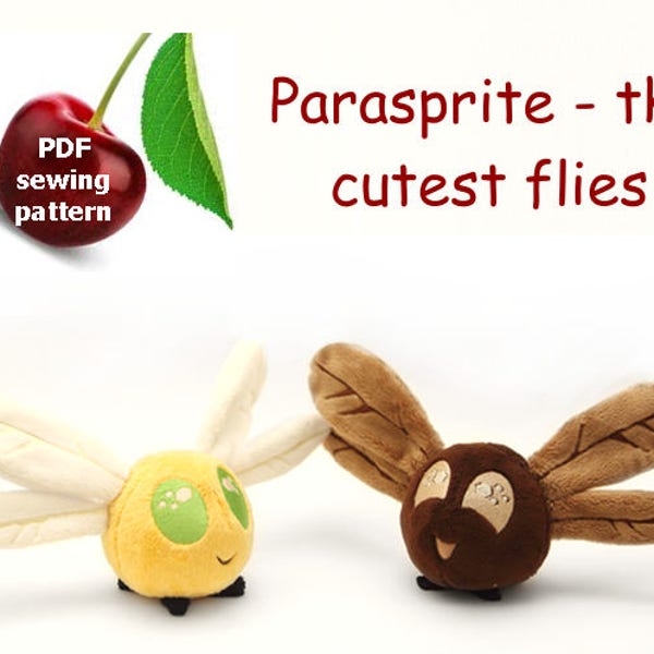 Parasprite (my little pony fly) stuffed animal  plushie PDF sewing pattern - cute and easy kawaii anime DIY plush toy with embroidery files