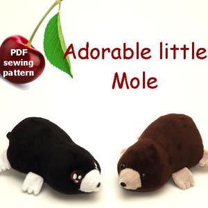 Mole stuffed animal handheld size plushie PDF sewing pattern - cute and easy kawaii anime DIY plush toy with embroidery files