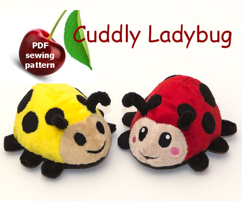 Ladybug stuffed animal handheld size plushie PDF sewing | Etsy