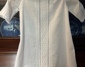 French Heirloom Baby Gown, Imperial Batiste, Cotton Lace