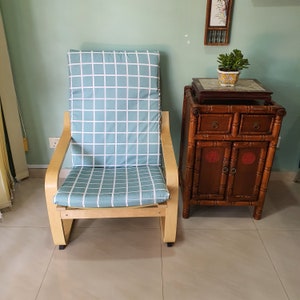 IKEA Poang Chair Cushion Cover - Light blue checkered print
