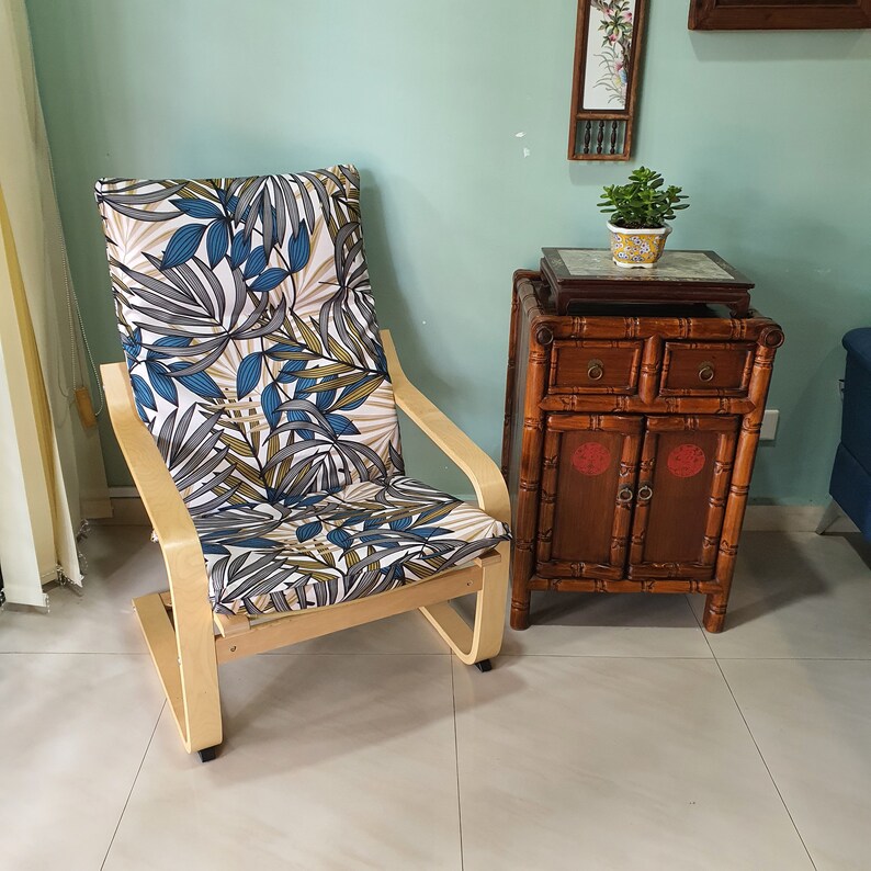 IKEA Poang Chair Cushion Cover Tropical Forest Olive Print | Etsy