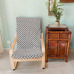 IKEA Poang Chair Cushion Cover - Black and white monogram