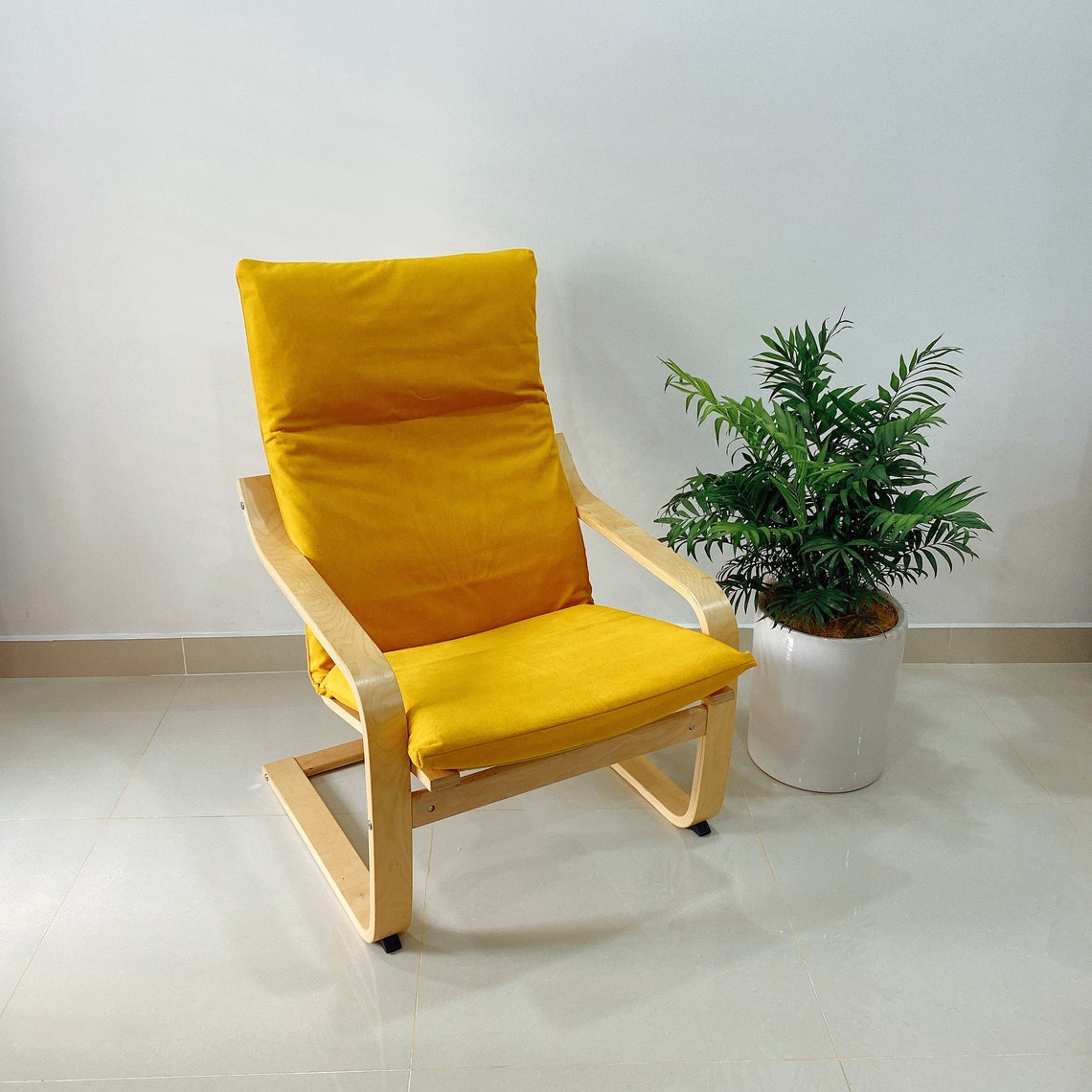 Faux Leather IKEA Poang Chair Cushion Cover Mustard yellow Etsy