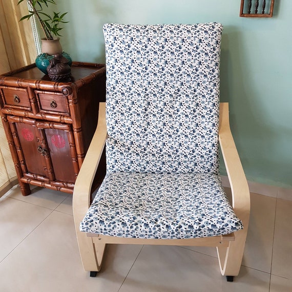 Ikea Poang Armchair Blue Floral Buds Etsy