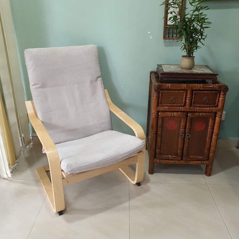 NEW IKEA Poang Chair Cushion Cover Grey Print | Etsy