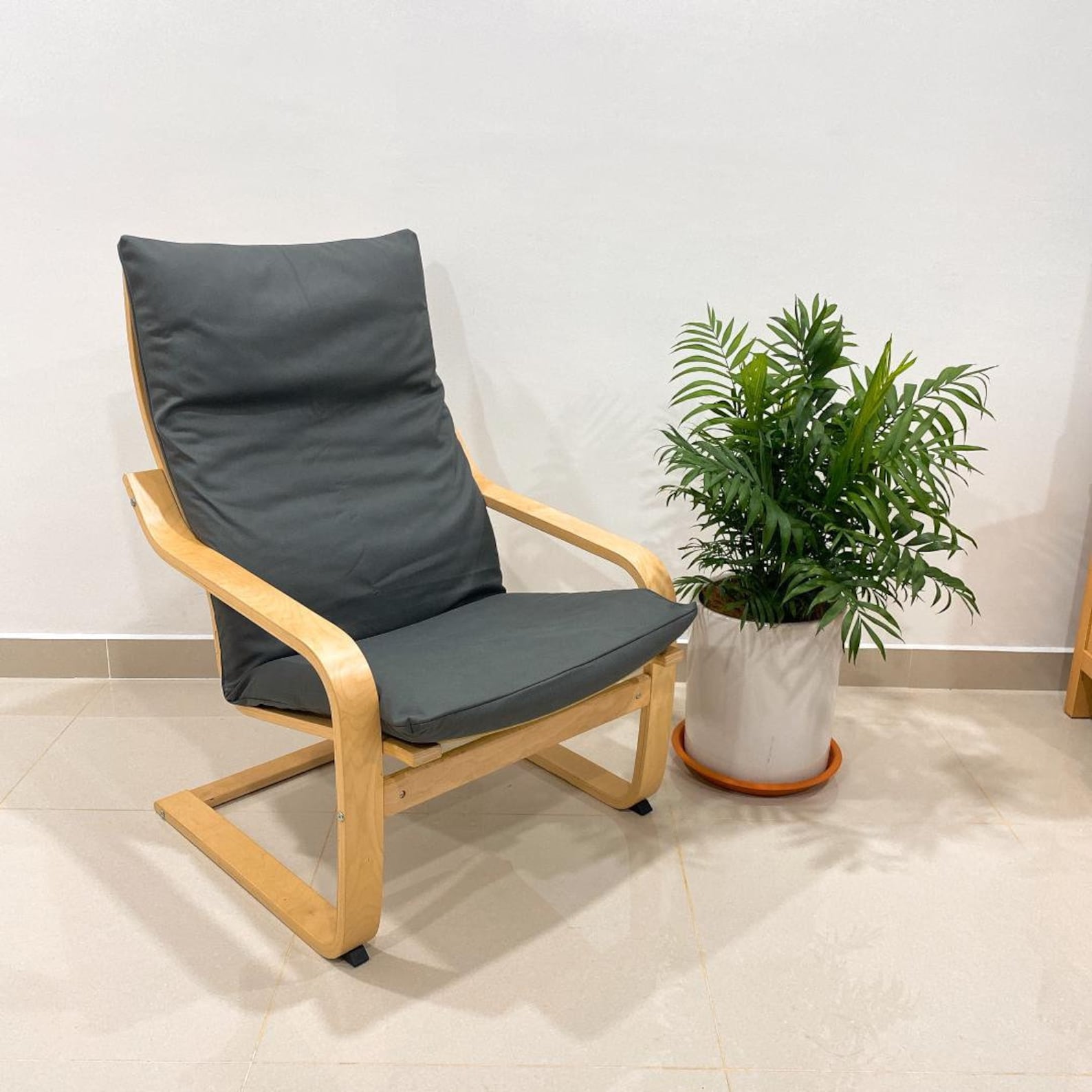 Faux Leather IKEA Poang Chair Cushion Cover Dark Grey Etsy