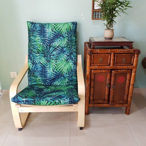 IKEA Poang Chair Cushion Cover Navy Blue Leaf Print Etsy