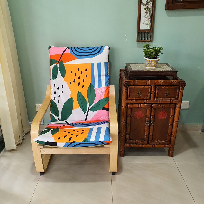 IKEA Poang Chair Cushion Cover Artsy Orange Citrus Etsy UK