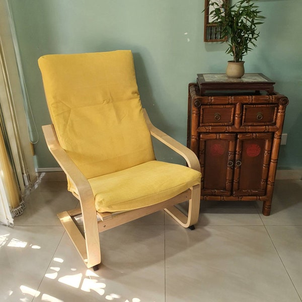 NEW | IKEA Poang Chair Cushion Cover - Basics Mustard Print