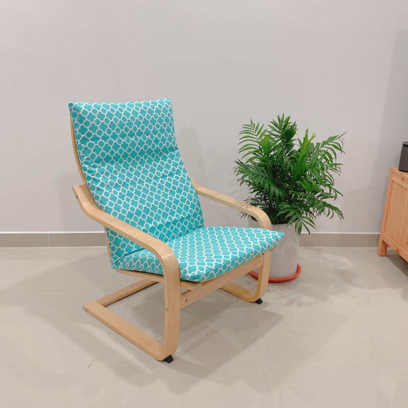 IKEA Poang Chair Cushion Cover Glorious Blue Symetrical Etsy