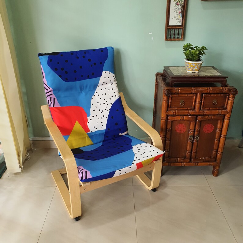 IKEA Poang Chair Cushion Cover Artsy Blue Etsy