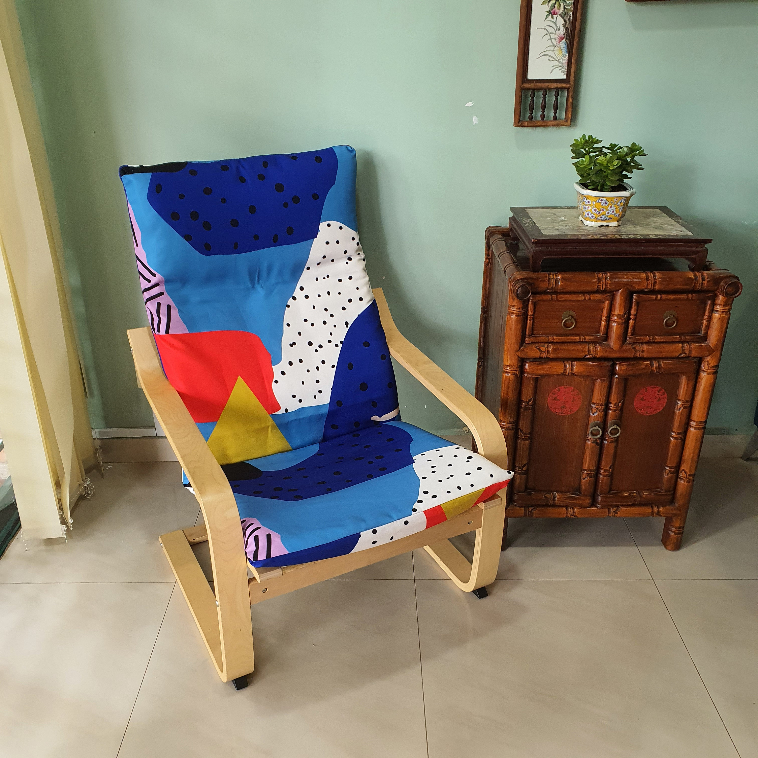 IKEA Poang Chair Cushion Cover Artsy Blue | Etsy