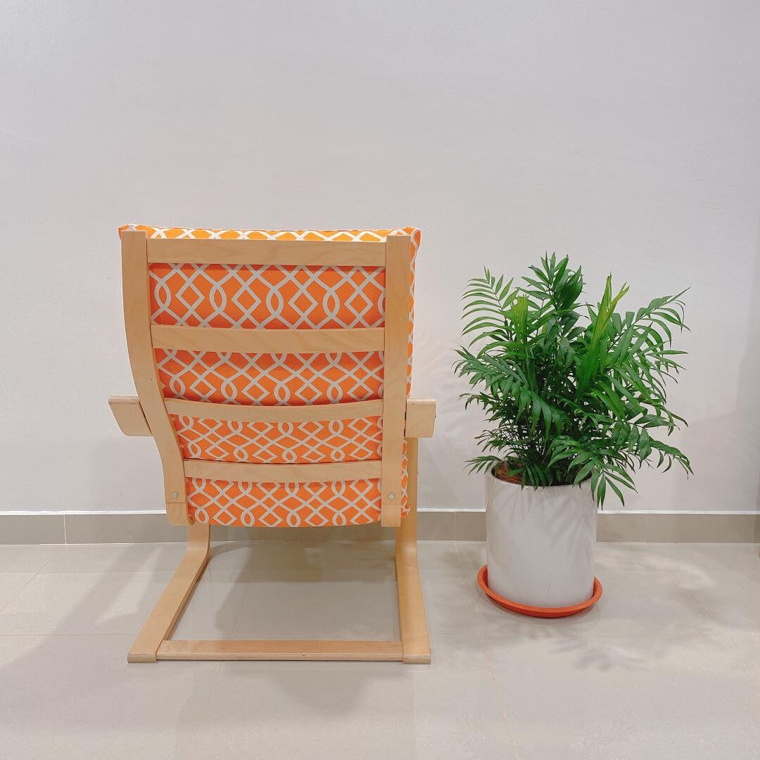 IKEA Poang Chair Cushion Cover Yellow Pattern Etsy