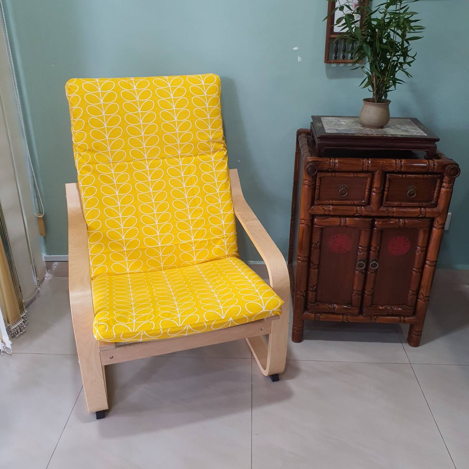 NEW IKEA Poang Chair Cushion Cover Yellow Leaf Print | Etsy