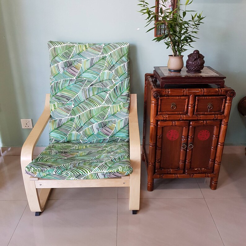 New Ikea Poang Chair Cushion Cover Tropical Leaf Print Etsy