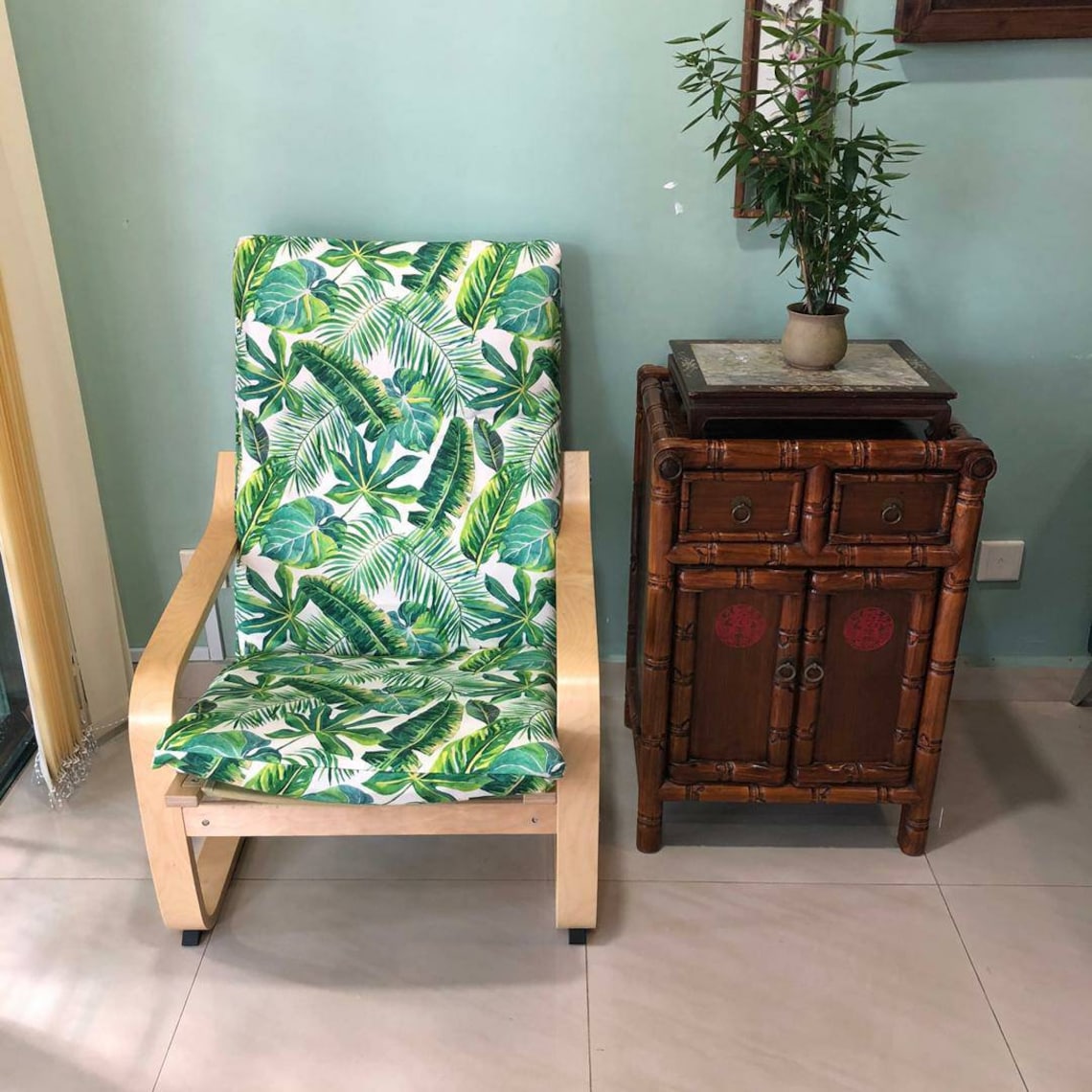 BEST SELLER IKEA Poang Chair Cushion Cover Tropical Print Etsy Australia