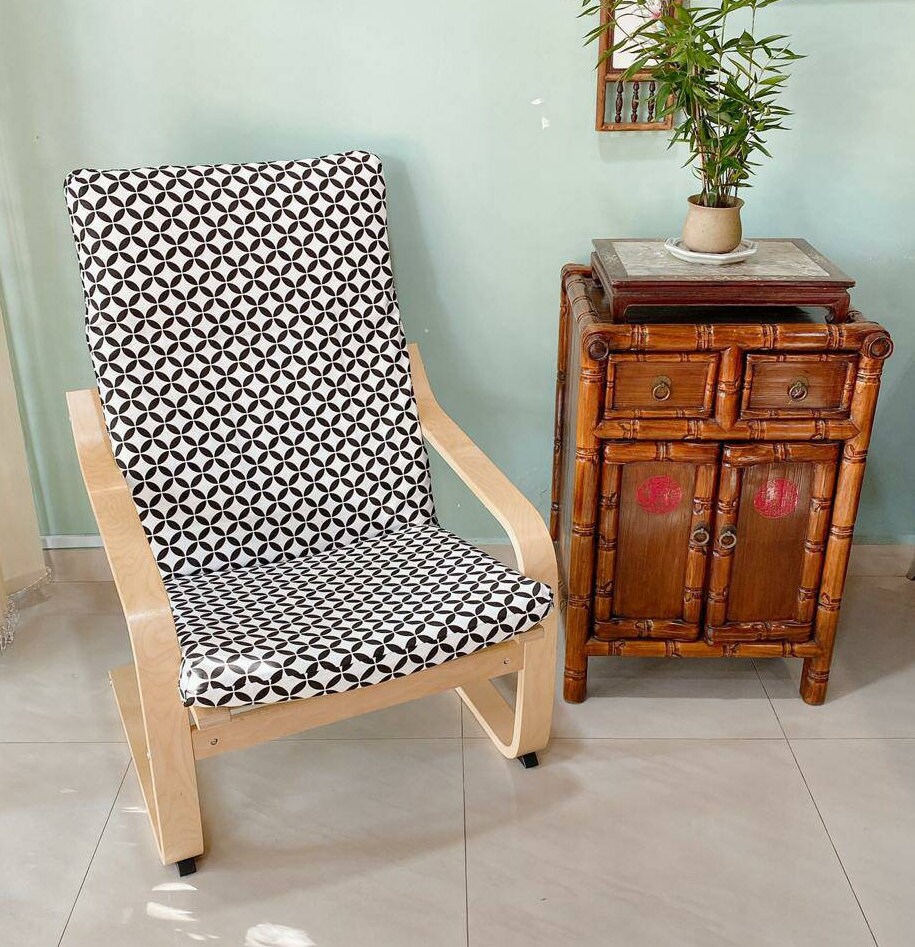 IKEA Poang Chair Cushion Cover Black and White Monogram Etsy