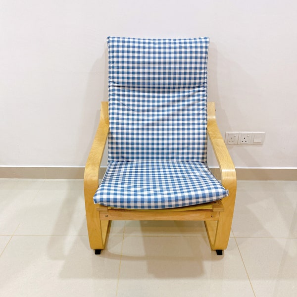 Housse de coussin de chaise IKEA Poang - Bleu à carreaux