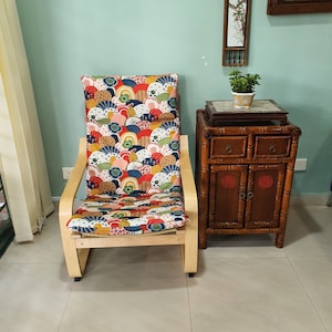 Tissu premium | Ikea Poang Chair Cushion Cover - Oriental Japonais