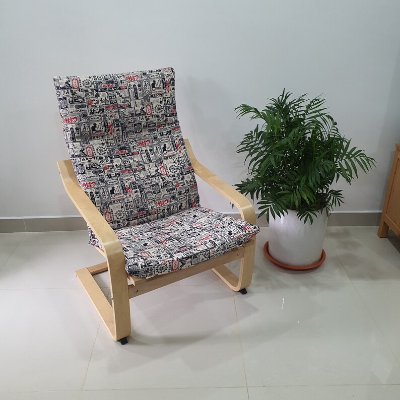 IKEA Poang Chair Cushion Cover White Japan Anime Etsy
