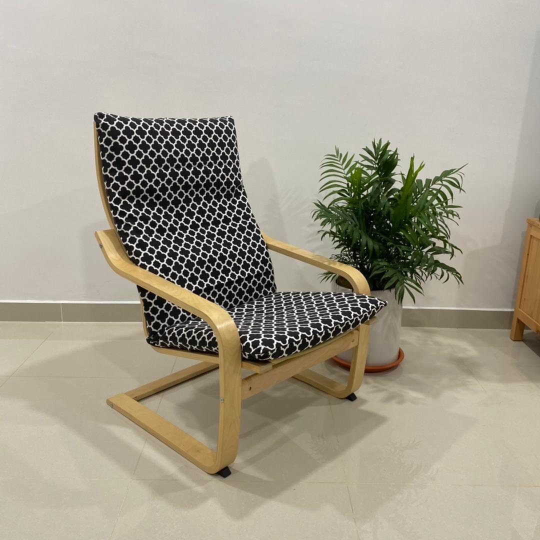 IKEA Poang Chair Cushion Cover Black Symmetrical Etsy