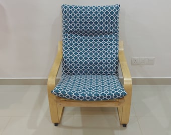 IKEA Poang Chair Cushion Cover - Blue symmetrical print