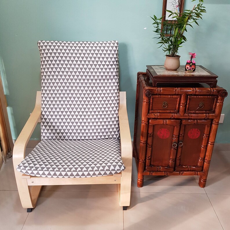 IKEA Poang Armchair Slipcover Grey Triangle Print Etsy
