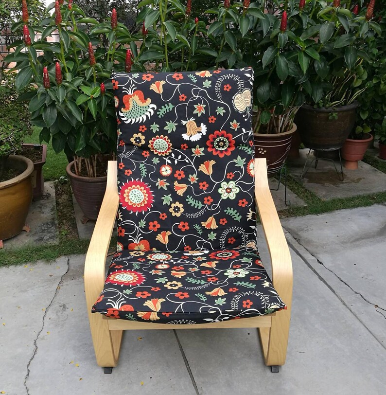 Best Seller Ikea Poang Chair Cushion Cover Dark Floral V2 Etsy