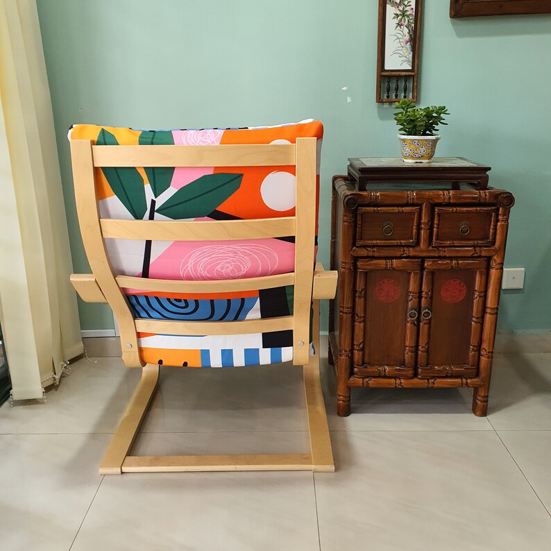 IKEA Poang Chair Cushion Cover Artsy Orange Citrus Etsy UK