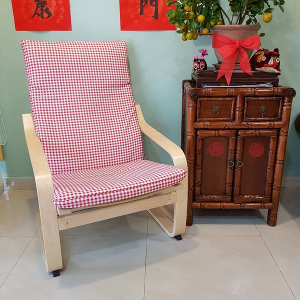 Housse de coussin de chaise Poang IKEA - rouge à carreaux
