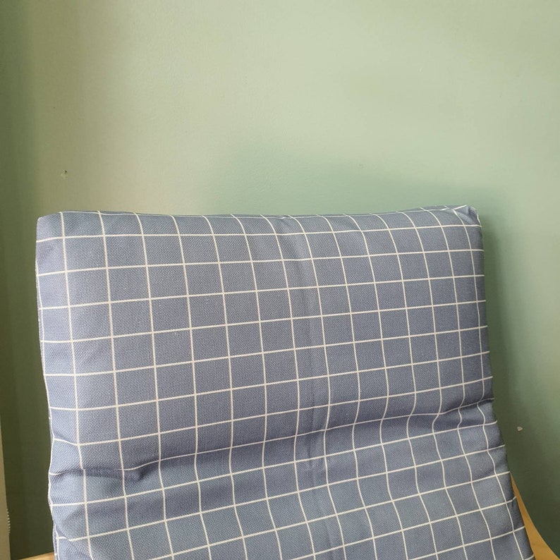 IKEA Poang Chair Cushion Cover Blue Checked Print Etsy