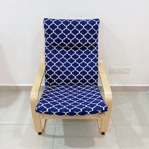 IKEA Poang Chair Cushion Cover - Blue Symmetrical Print v2